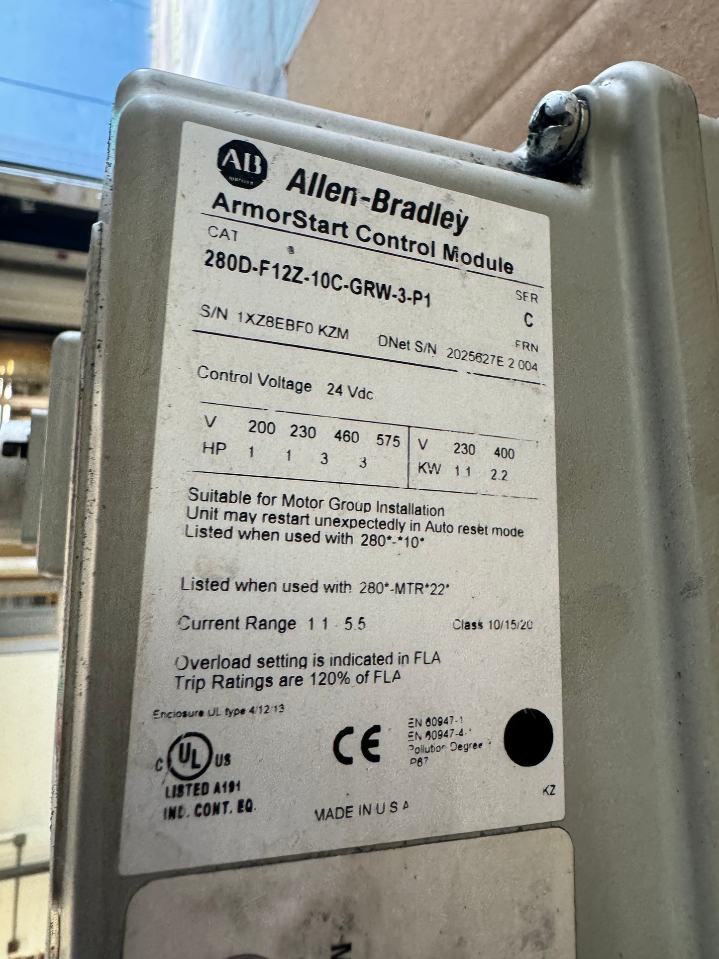 Allen-Bradley 280D-F12Z-10C-GRW-3-P1 ArmorStart Control Module 01486