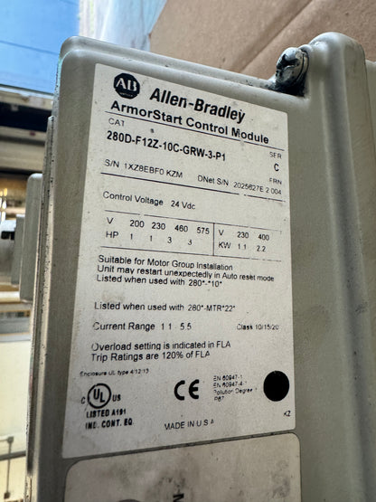 Allen-Bradley 280D-F12Z-10C-GRW-3-P1 ArmorStart Control Module 01486