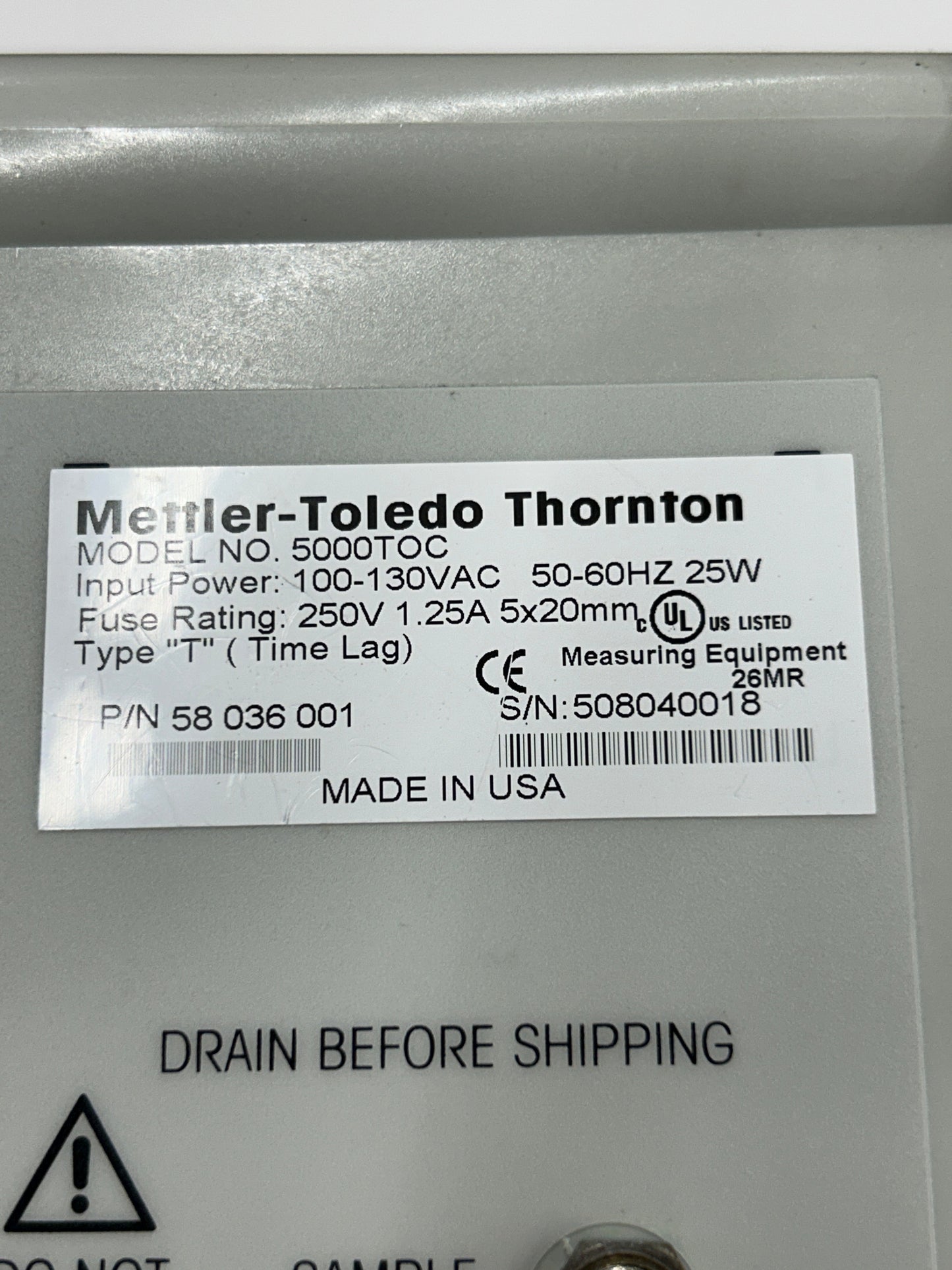 Mettler-Toledo Thornton TOC Analyzer 5000TOC / P/N 58 036 001
