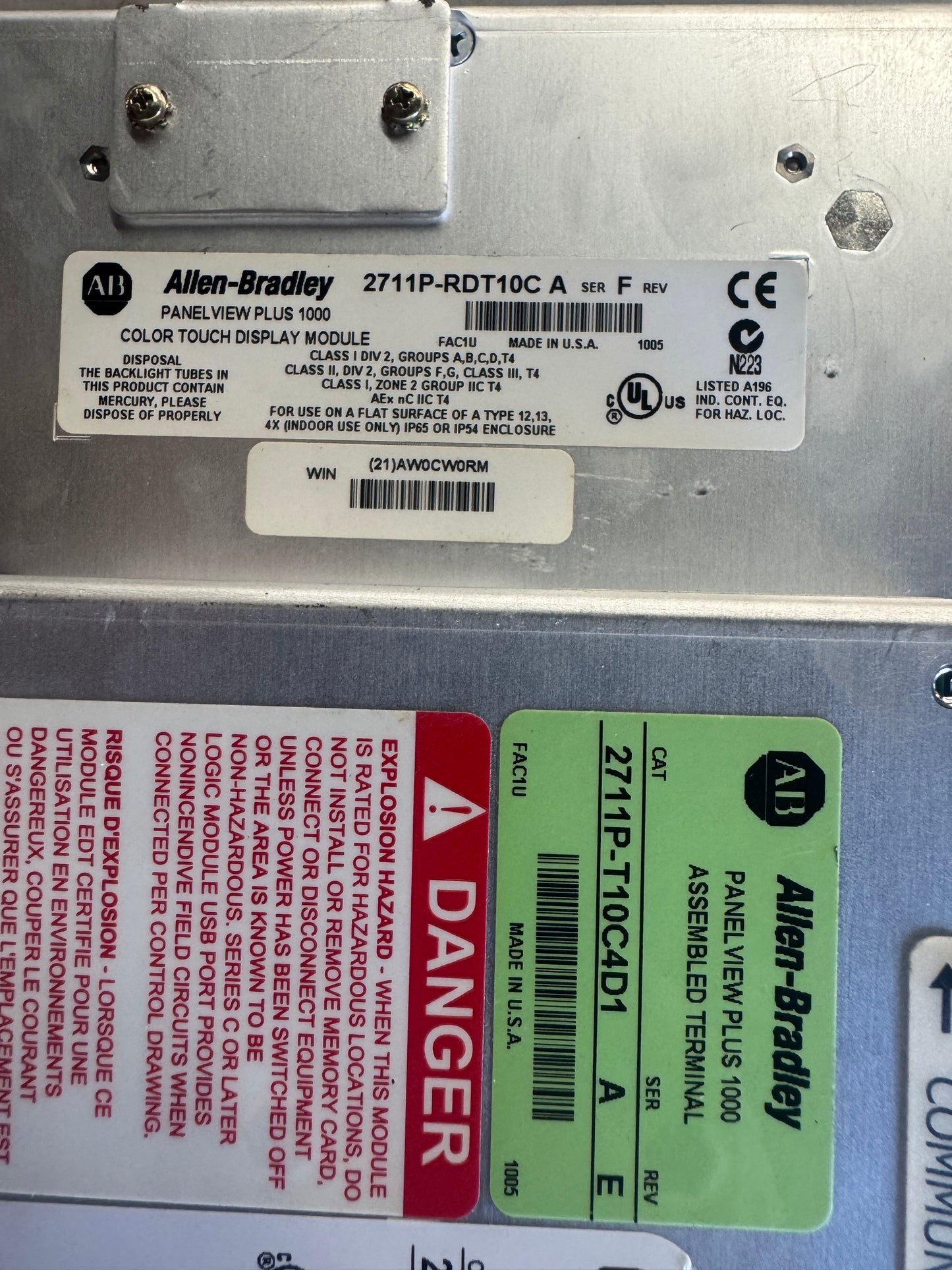 Allen-Bradley Color Touch Display Module 2711P-RDT10C Ser B