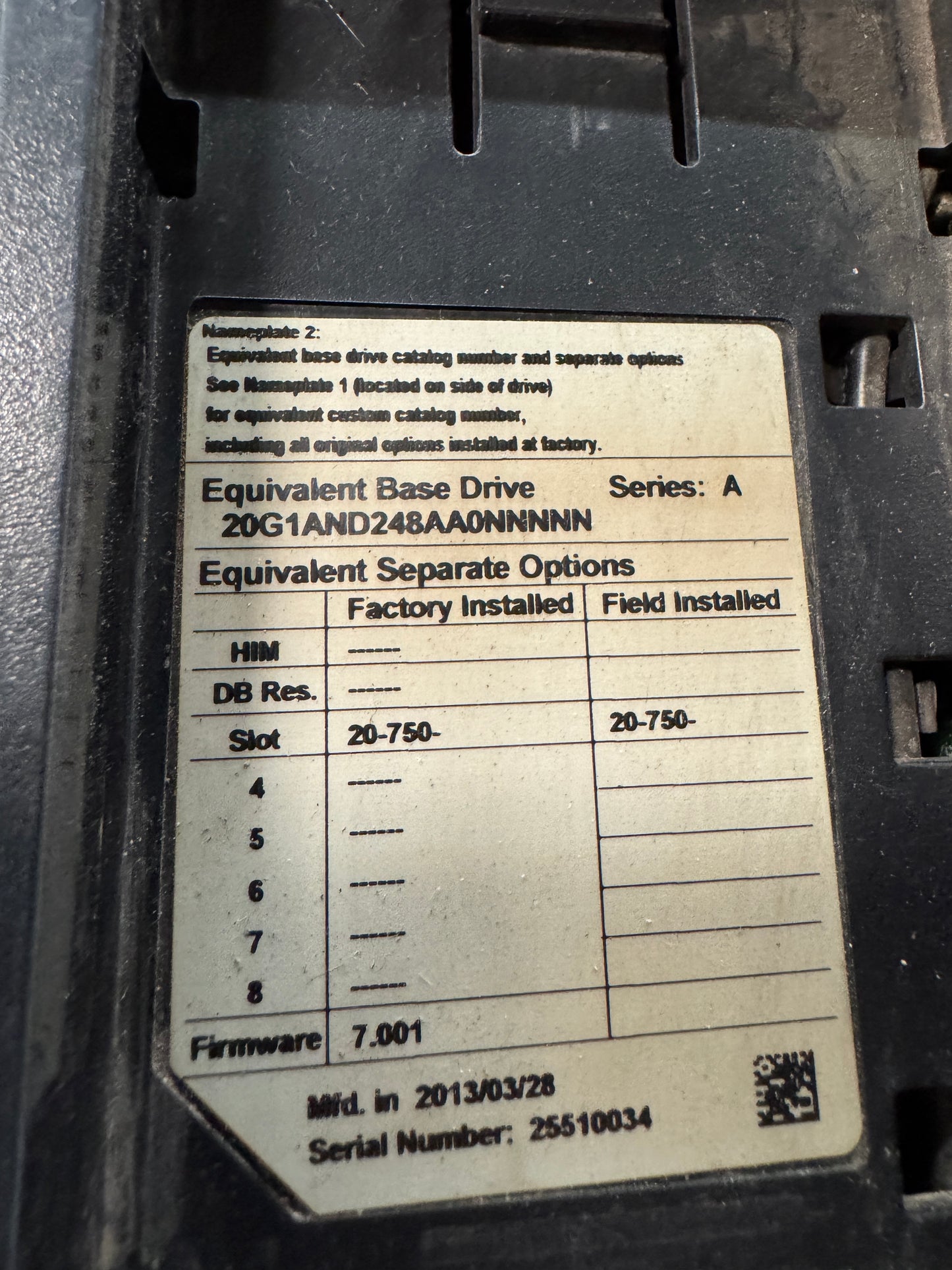 Allen-Bradley VFD 20G1AND248AA0NNNNN 480V AC