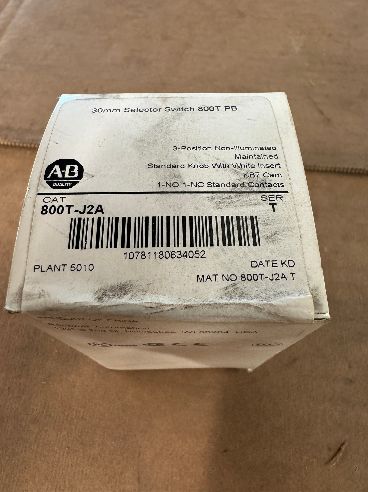 Allen-Bradley Selector Switch 800T-J2A 120-600V AC