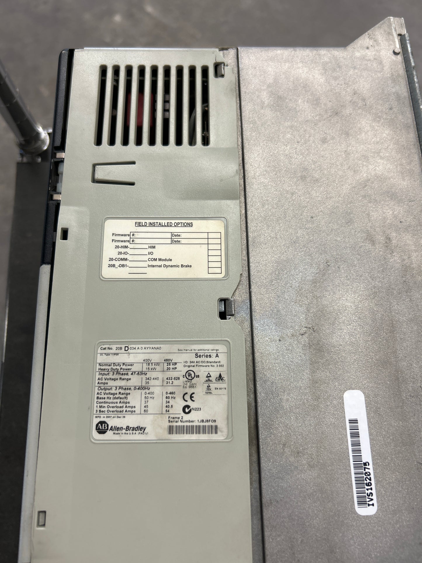Allen-Bradley Variable Frequency Drive 20BD034A0AYYANA0 Series A 480V 3-Phase