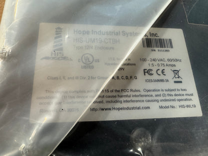 Hope Industrial Systems Industrial Monitor HIS-UM19-CTBH 100-240 VAC