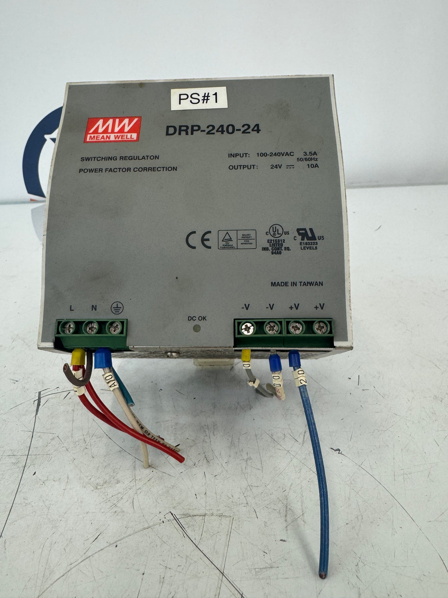 Mean Well Rail Mount Switching Power Supply DRP-240-24