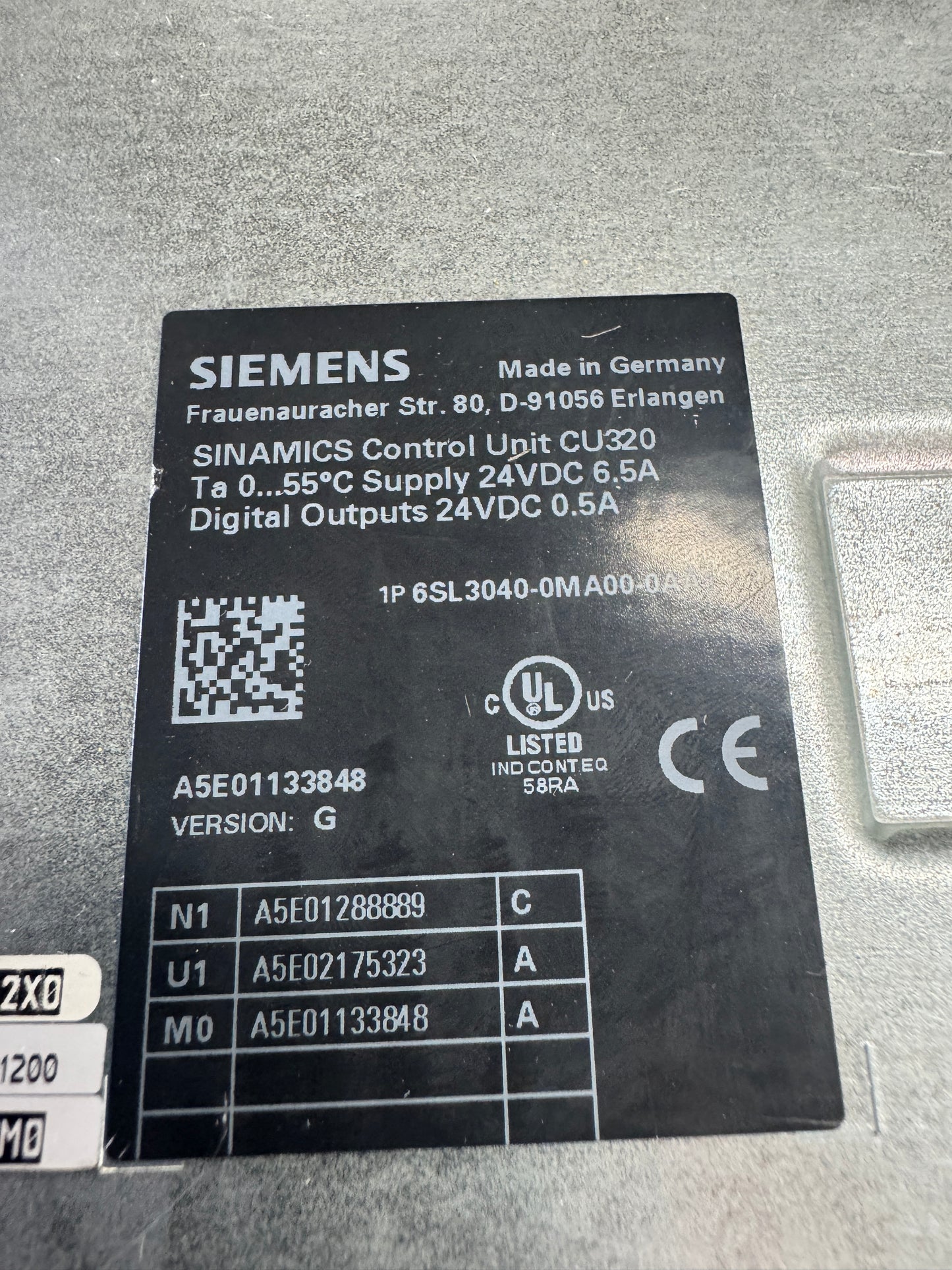 Siemens 6SL3040-0MA00-0AA1 SINAMICS Control Unit CU320 24VDC Untested Surplus