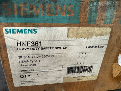 Siemens Heavy Duty Safety Switch HNF361 600 VAC