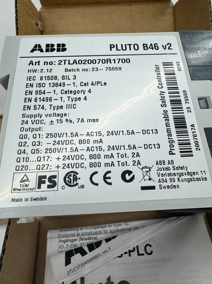 ABB Programmable Safety Controller 2TLA020070R1700 / PLUTO B46 v2 24 VDC