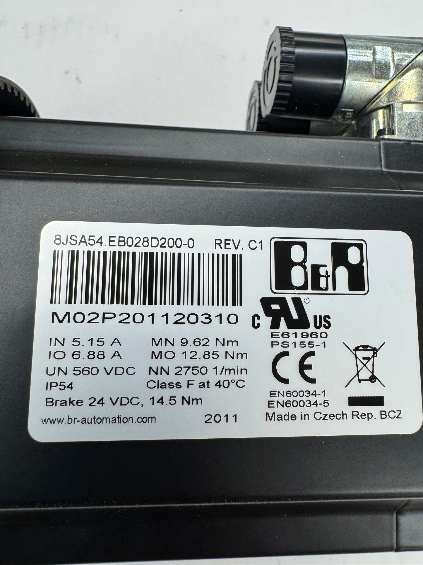 B&R Automation Servo Motor 8JSA54.EB028D200-0 - 3 kW 3000 RPM