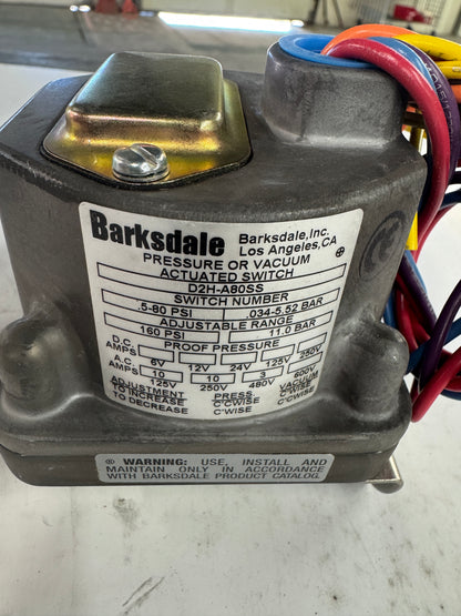 Barksdale Pressure Switch D2H-A80SS 1/4 In. NPT Female 0.5 to 80 PSI Adjustable