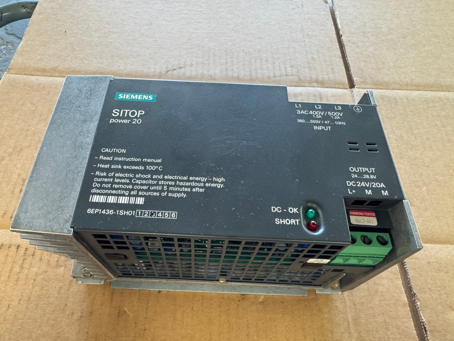 Siemens 6EP1436-1SH01 Power Supply 24V DC Untested Surplus
