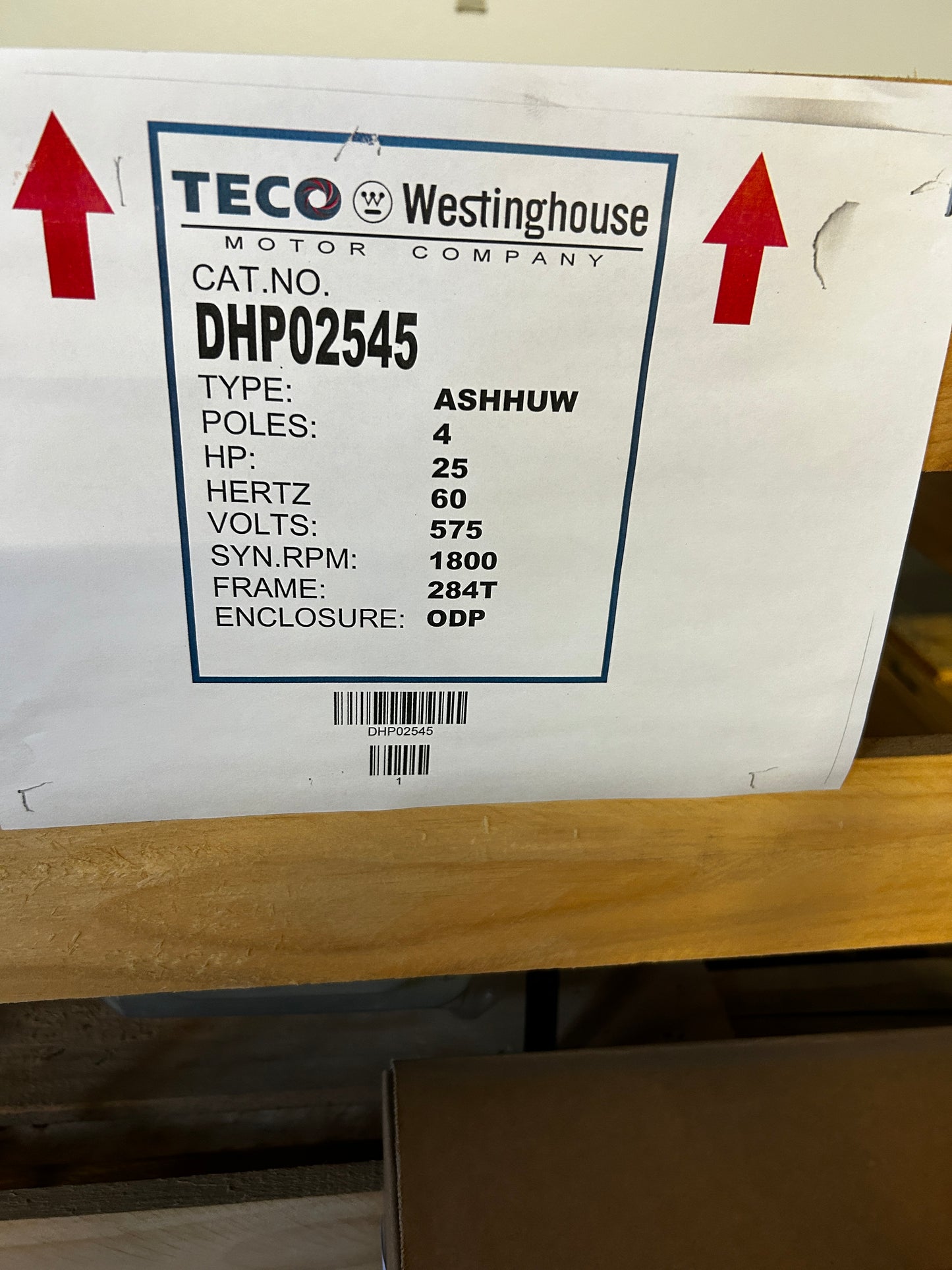 TECO Westinghouse AC Motor DHP02545 - 25 HP 1800 RPM