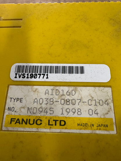FANUC A03B-0807-C104 Digital Input Module 24 VDC Untested Surplus