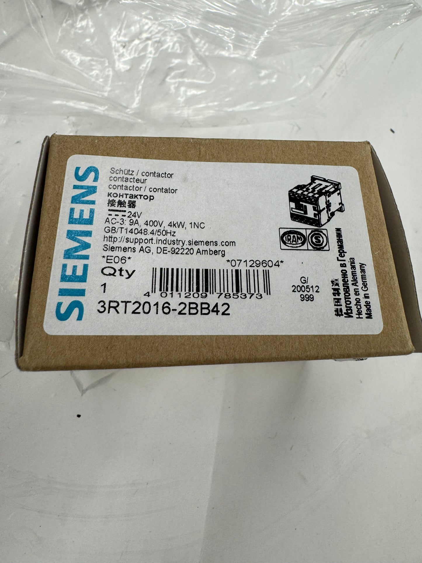 Siemens Power Contactor 3RT2016-2BB42