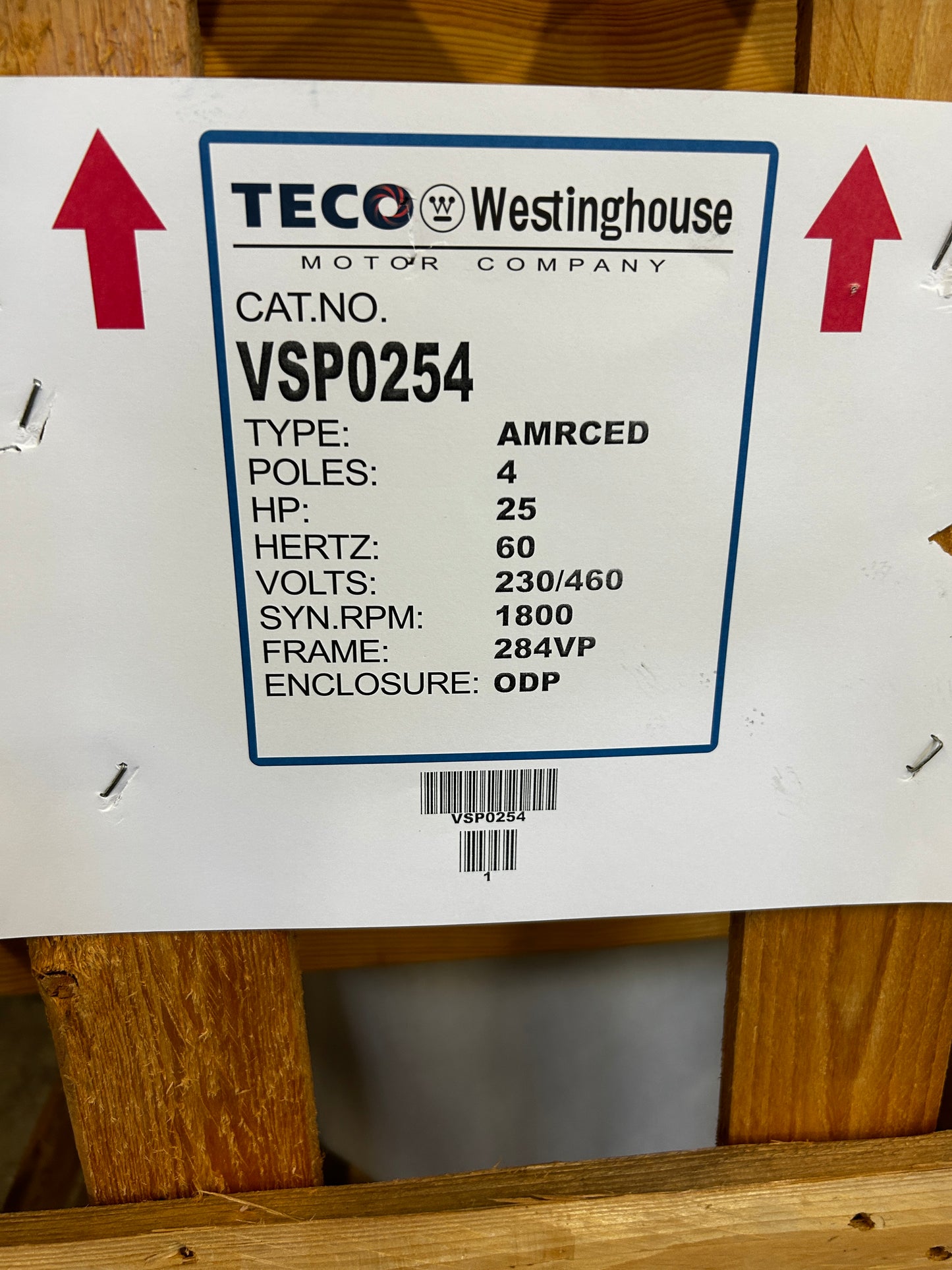 TECO Westinghouse AC Motor VSP0254 - 25 HP 1800 RPM