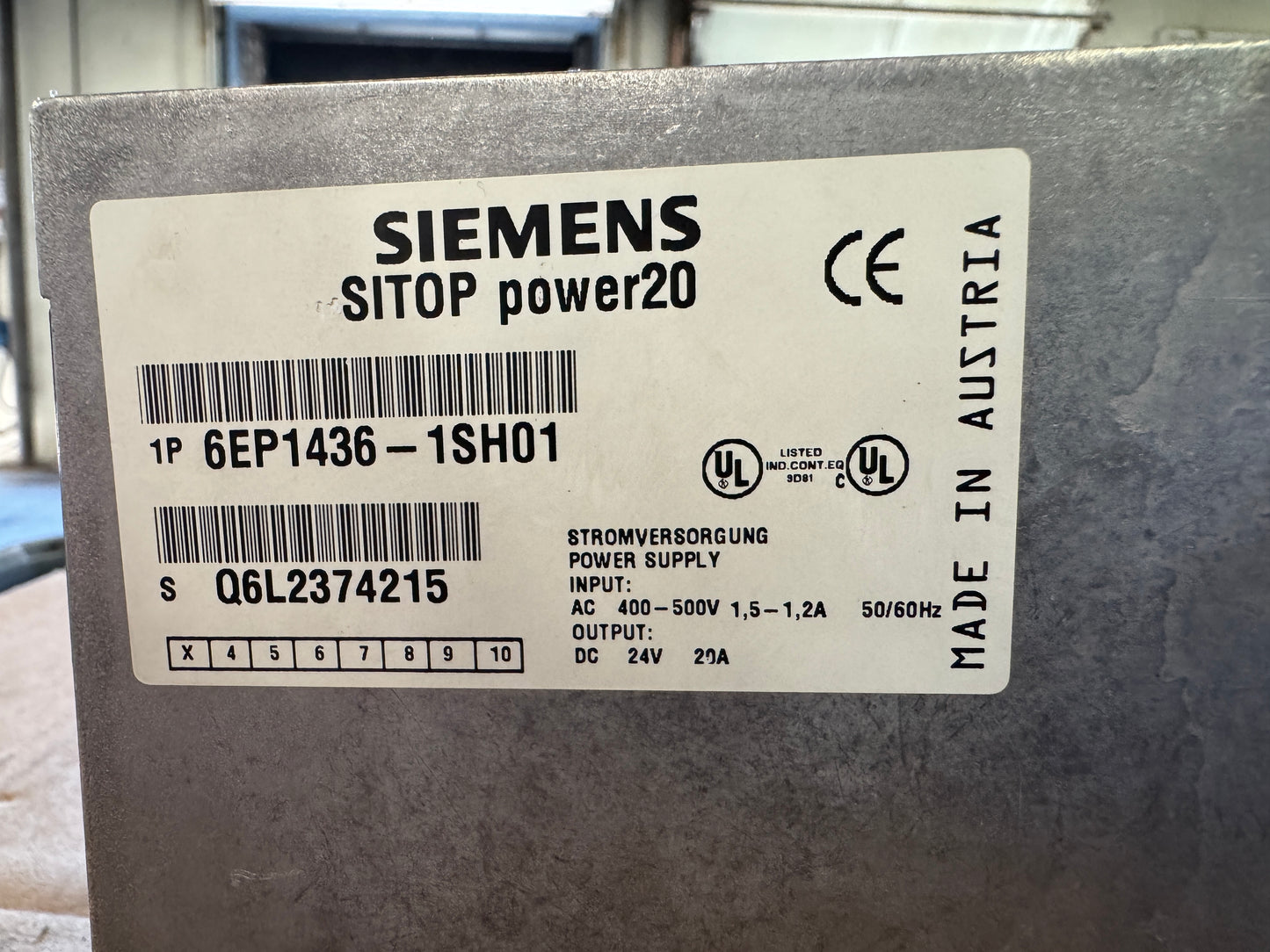 Siemens 6EP1436-1SH01 Power Supply 24V DC Untested Surplus