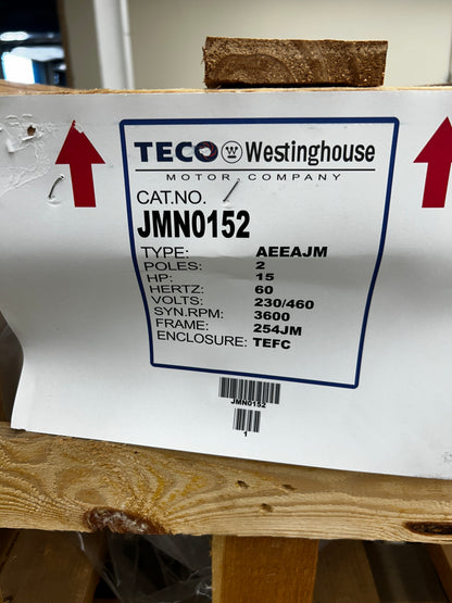 TECO Westinghouse AC Motor JMN0152 - 15 HP 3600 RPM