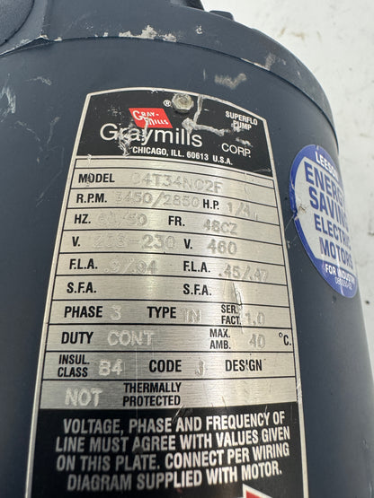 Graymills Corp. Centrifugal Pump C4T34NC2F 1/4 HP 3-Phase 60/50 Hz