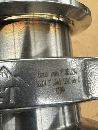 Glacier Tanks Sanitary Pneumatic Butterfly Valve 21CW318220 2 In. Tri Clamp 130 PSI