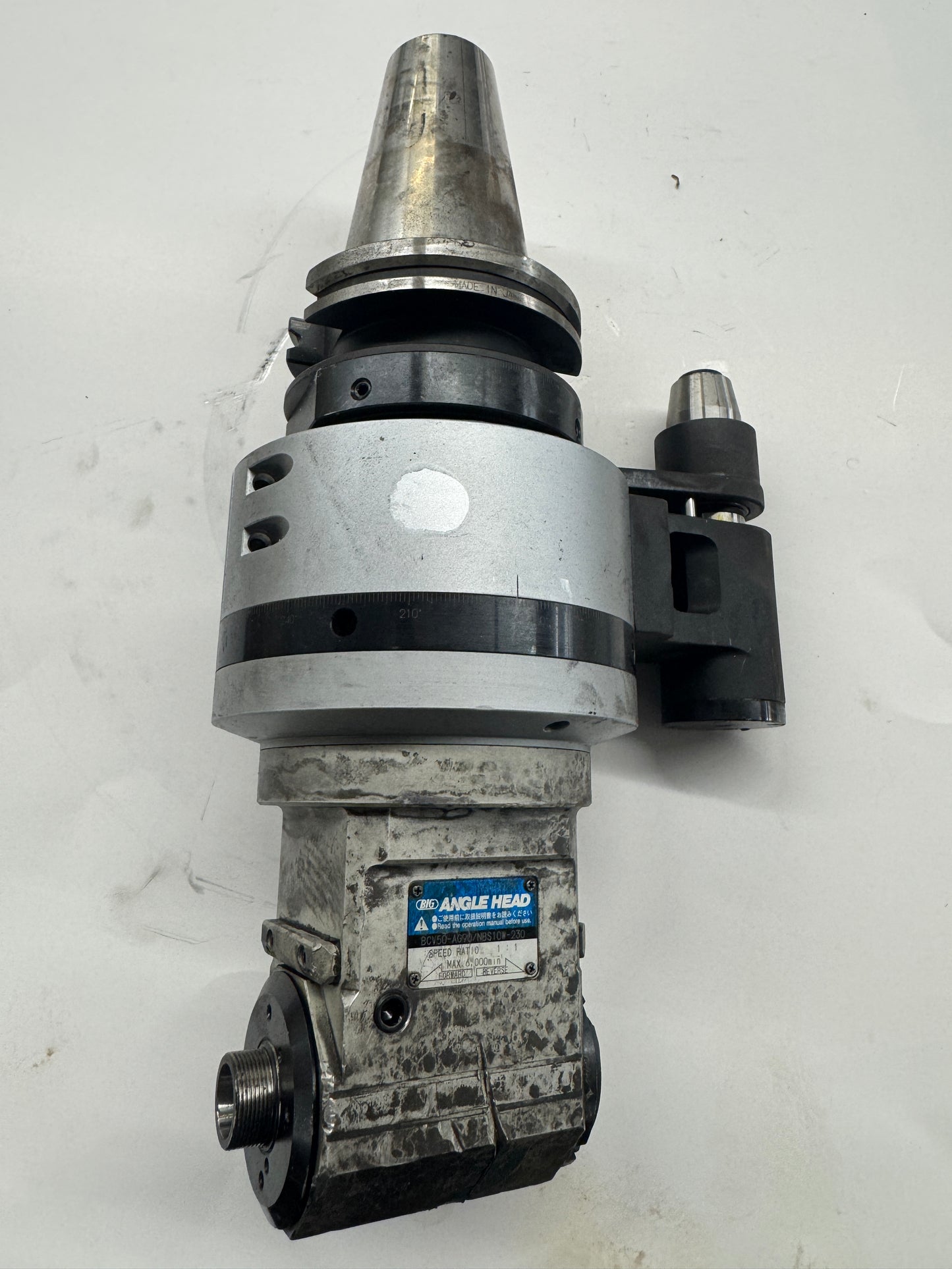 BIG Daishowa Right Angle Head BCV50-AG90/NBS10W-230 | CAT50 | NBS10W Collet Chuck Output, 230 Mm Gauge Length | Orientation: Radial