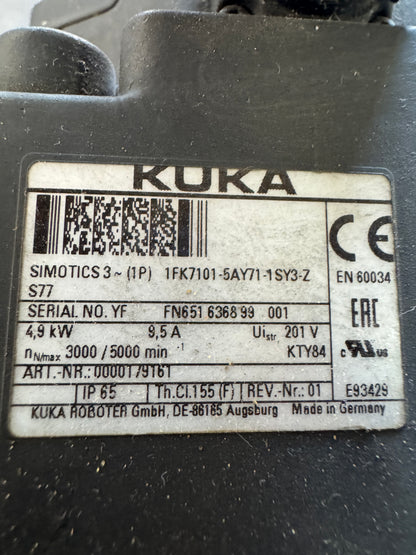 KUKA Servo Motor 1FK7101-5AY71-1SY3-Z - 5 kW 3000 RPM