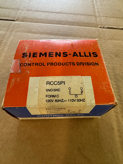 Siemens-Allis RCC5PI Control Relay 120V AC Open Box Unused