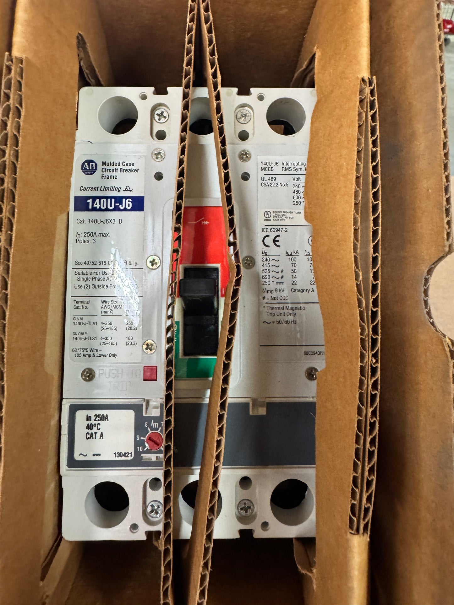 Allen-Bradley Molded Case Circuit Breaker 140U-J6D3-D25 480V