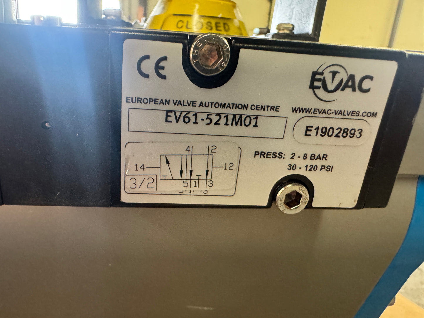 EVAC Pneumatic Actuated Ball Valve PVX-3"-NPTF-FB-MT35-NC 3 In. DN80 NPTF PN63
