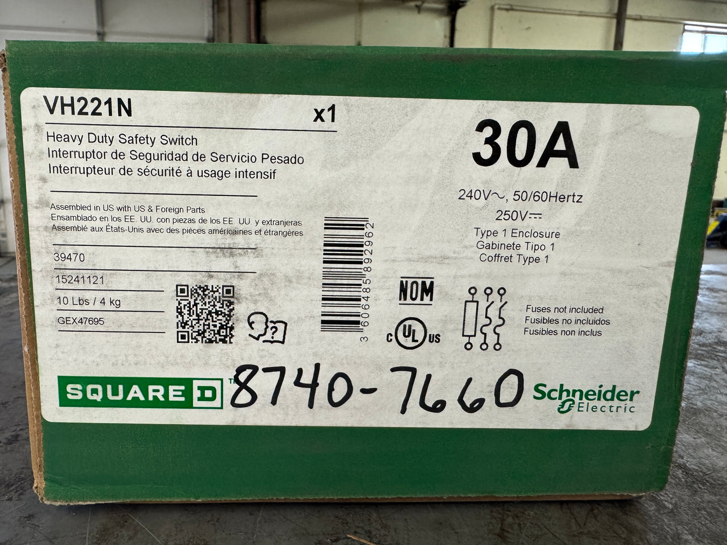 Square D Heavy Duty Safety Switch VH221N 240V