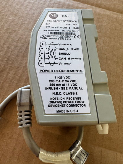 Allen-Bradley 1761-NET-DNI DeviceNet Interface Module 11 to 25 VDC
