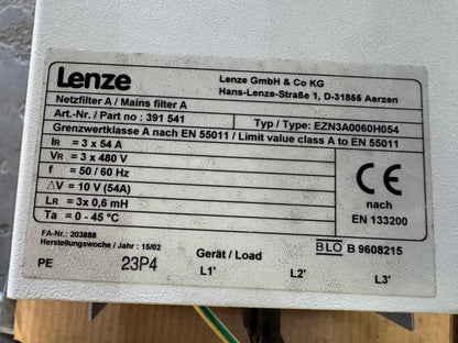Lenze EZN3A0060H054 Mains Filter 3 x 480V Untested Surplus