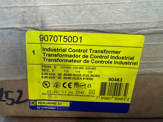 Square D Industrial Control Transformer 9070T50D1