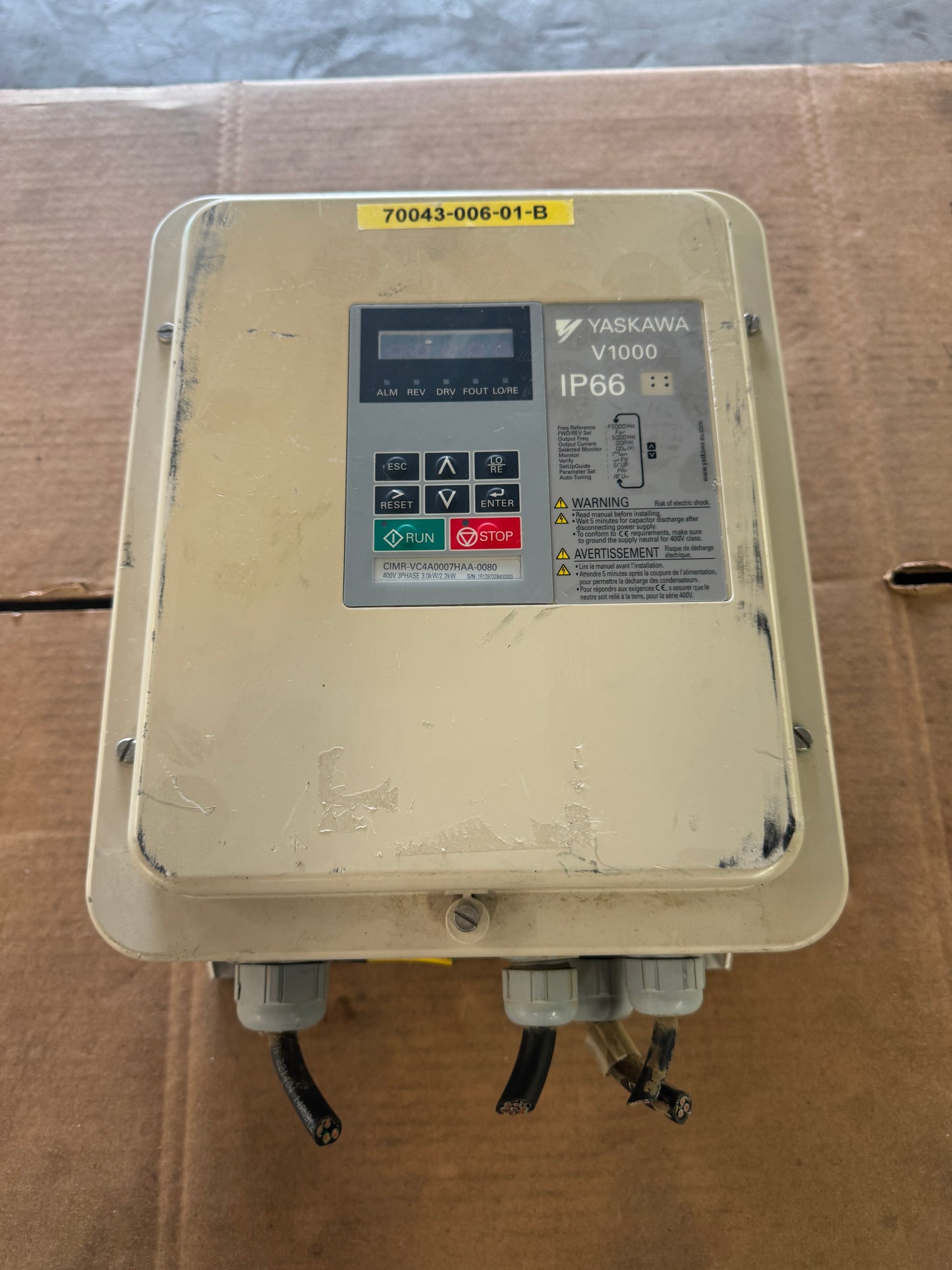 Yaskawa Variable Frequency Drive CIMR-VC4A0007HAA-0080 - 3 kW Variable RPM