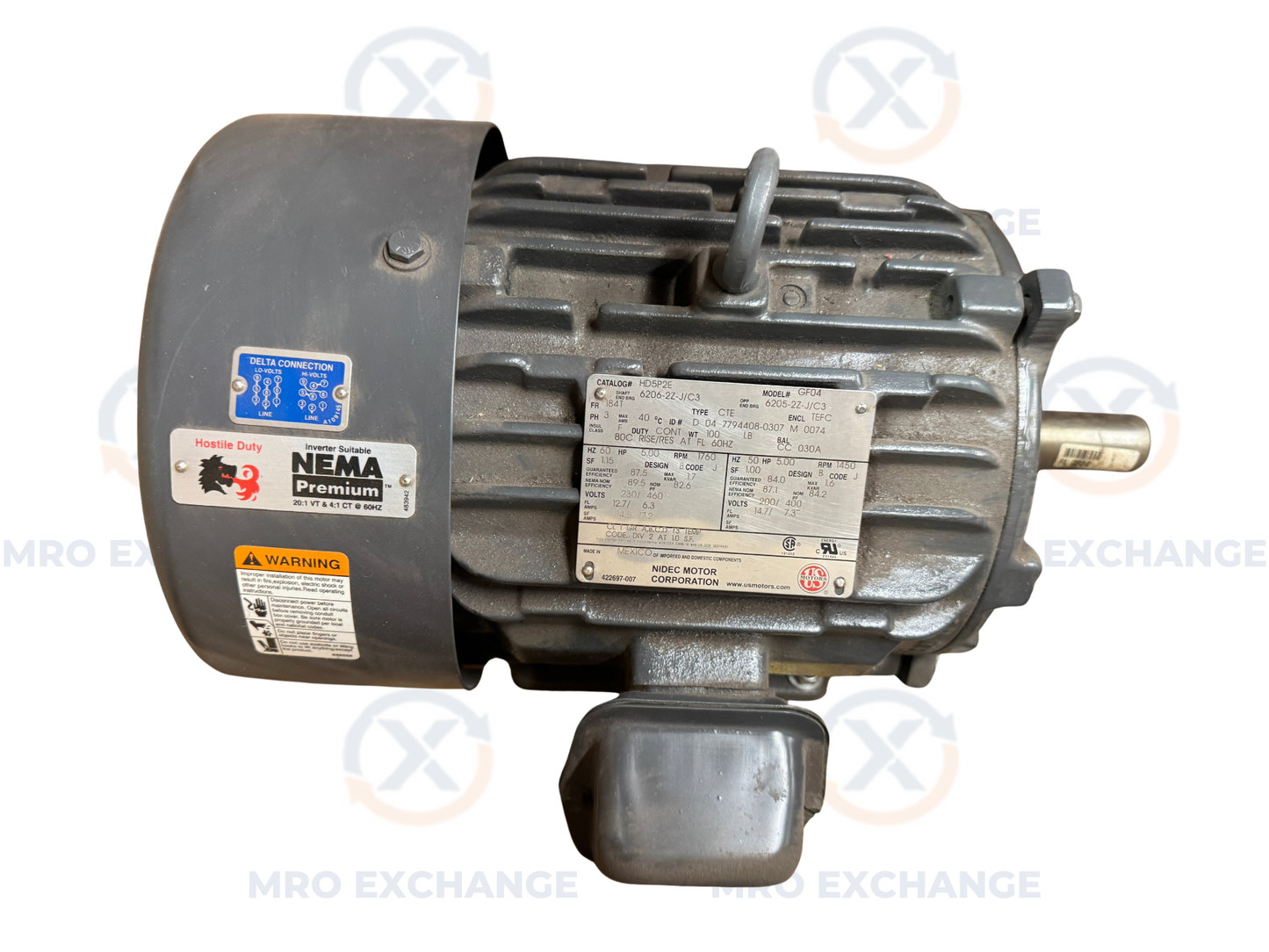 US Motors AC Motor HD5P2E - 5 HP 1800 RPM