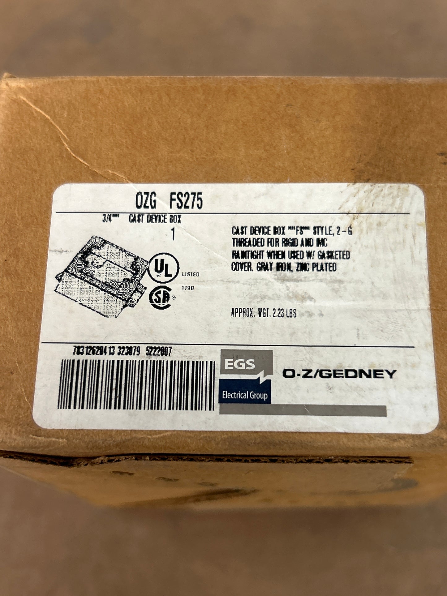 O-Z/Gedney Cast Device Box FS275