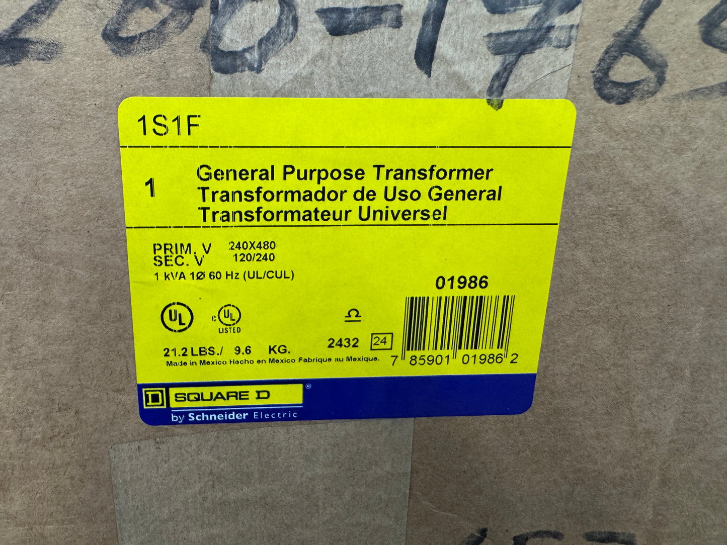 Square D General Purpose Transformer 1S1F