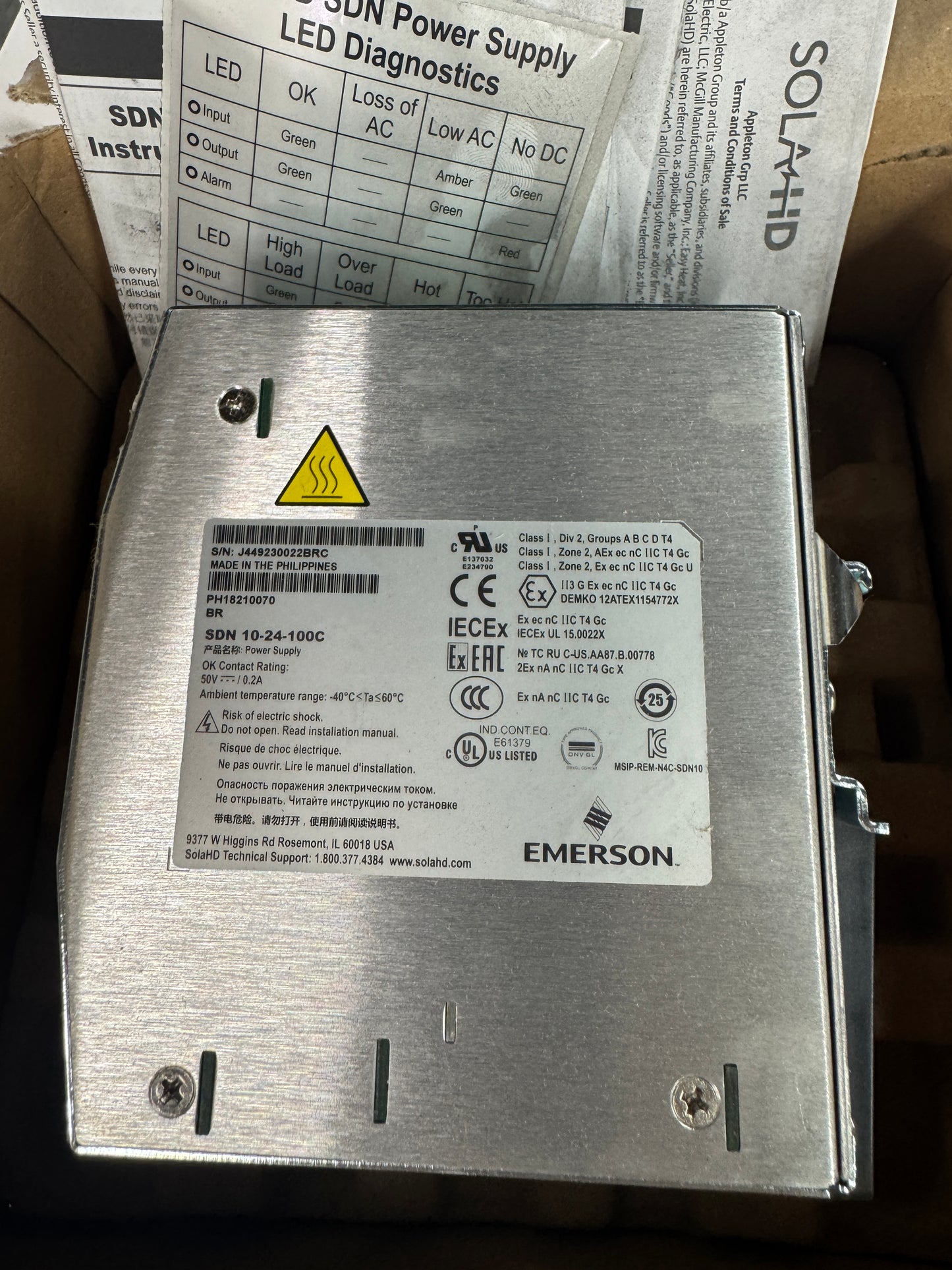 SolaHD DIN Rail Power Supply SDN 10-24-100C