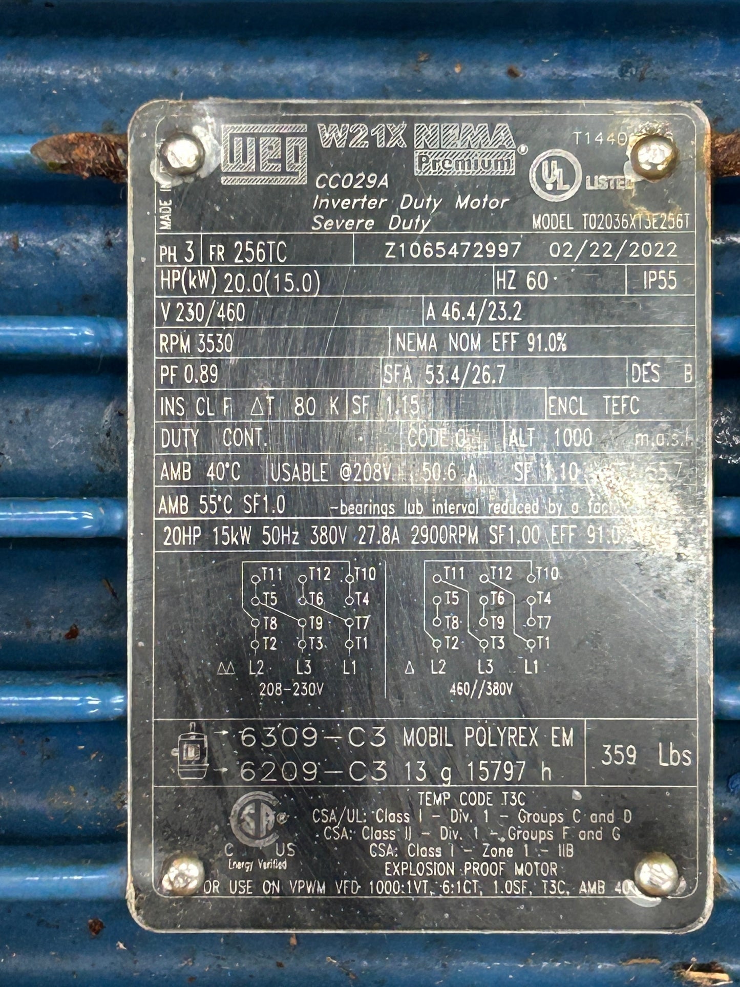 Goulds Pumps-Weg Centrifugal Pump with Motor 3x8-13, T02036XT3E256T