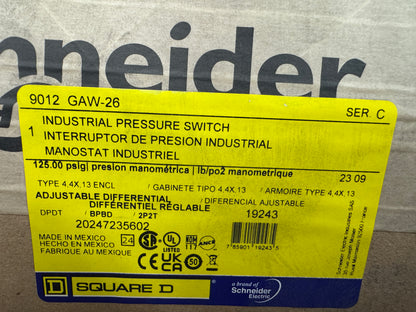Square D Industrial Pressure Switch 9012 GAW-26 600 VAC