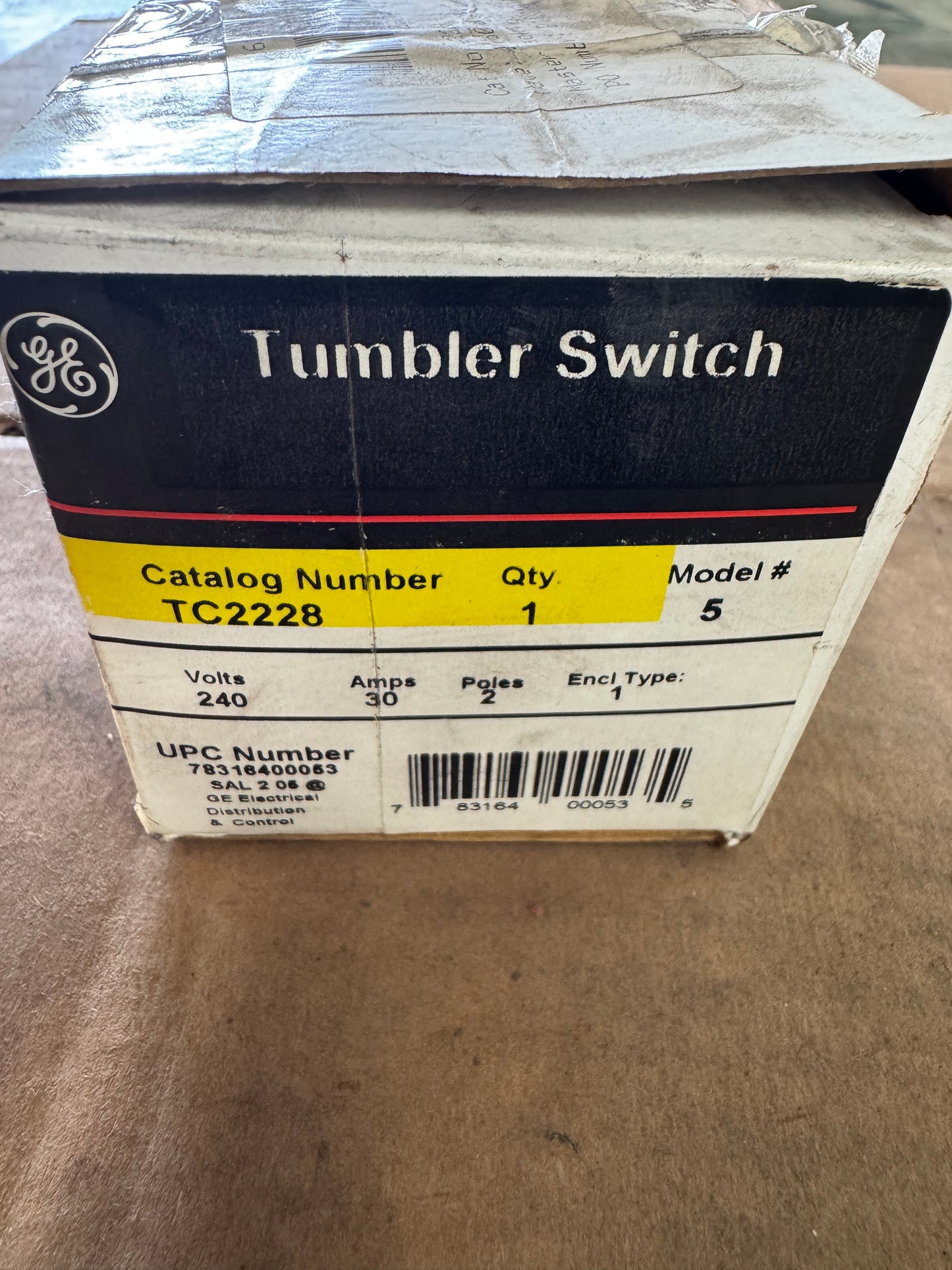 GE Manual Motor Starter Tumbler Switch TC2228 240 VAC
