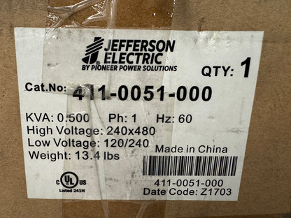 Jefferson Electric Encapsulated General Purpose Transformer 411-0051-000