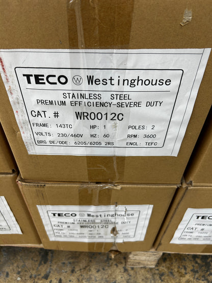 TECO Westinghouse Stainless Steel AC Motor WR0012C - 1 HP 3600 RPM