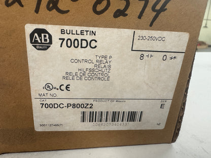 Allen-Bradley DC Control Relay 700DC-P800Z2 230 to 250V DC