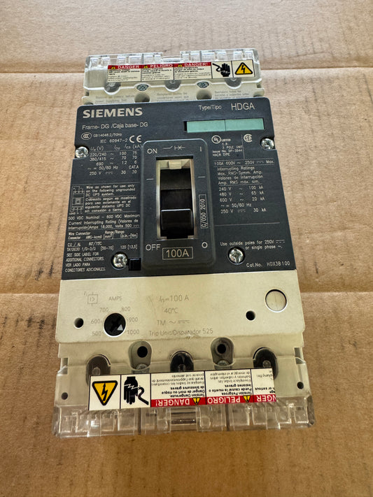 Siemens HDX3B100 Molded Case Circuit Breaker 600V AC / 250V DC Untested Surplus