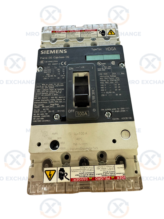 Siemens HDX3B100 Molded Case Circuit Breaker 600V AC / 250V DC Untested Surplus