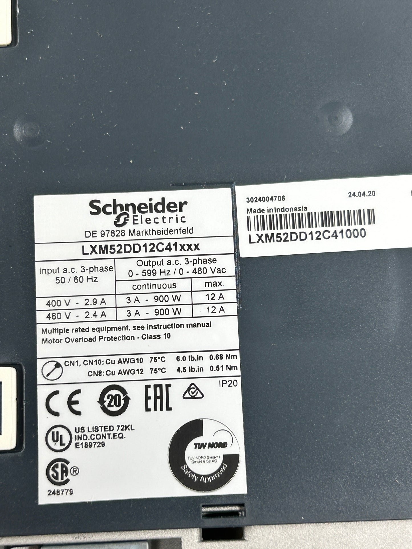 Schneider Electric AC Servo Drive LXM52DD12C41000