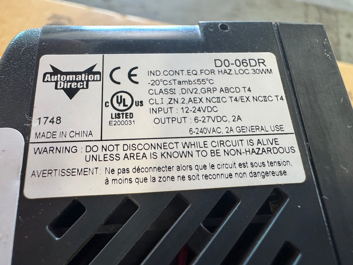 Automation Direct D0-06DR PLC 100 240 VAC Untested Surplus