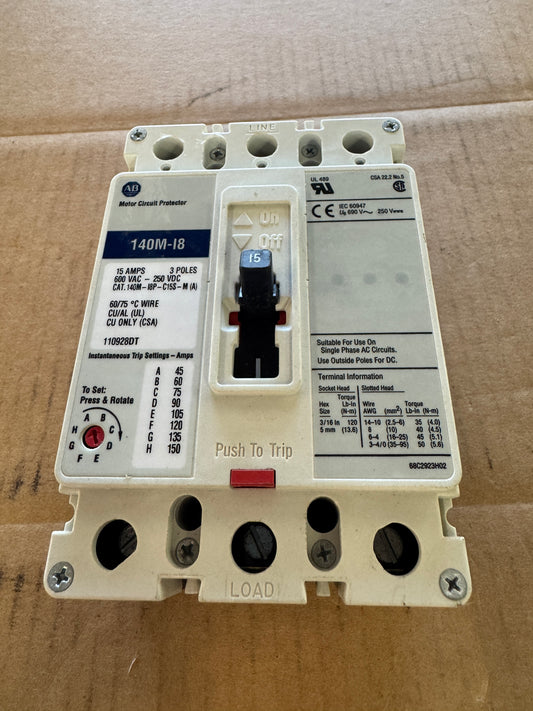 Allen-Bradley 140M-I8P-C15S-M Motor Circuit Protector 600 VAC / 250 VDC