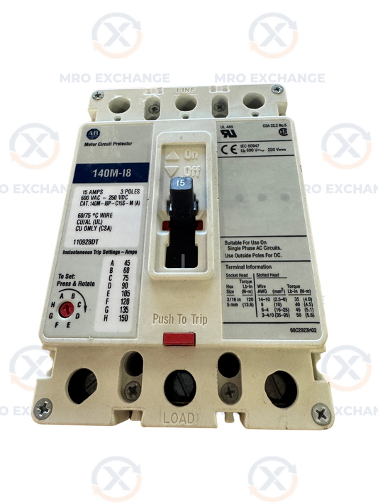 Allen-Bradley 140M-I8P-C15S-M Motor Circuit Protector 600 VAC / 250 VDC