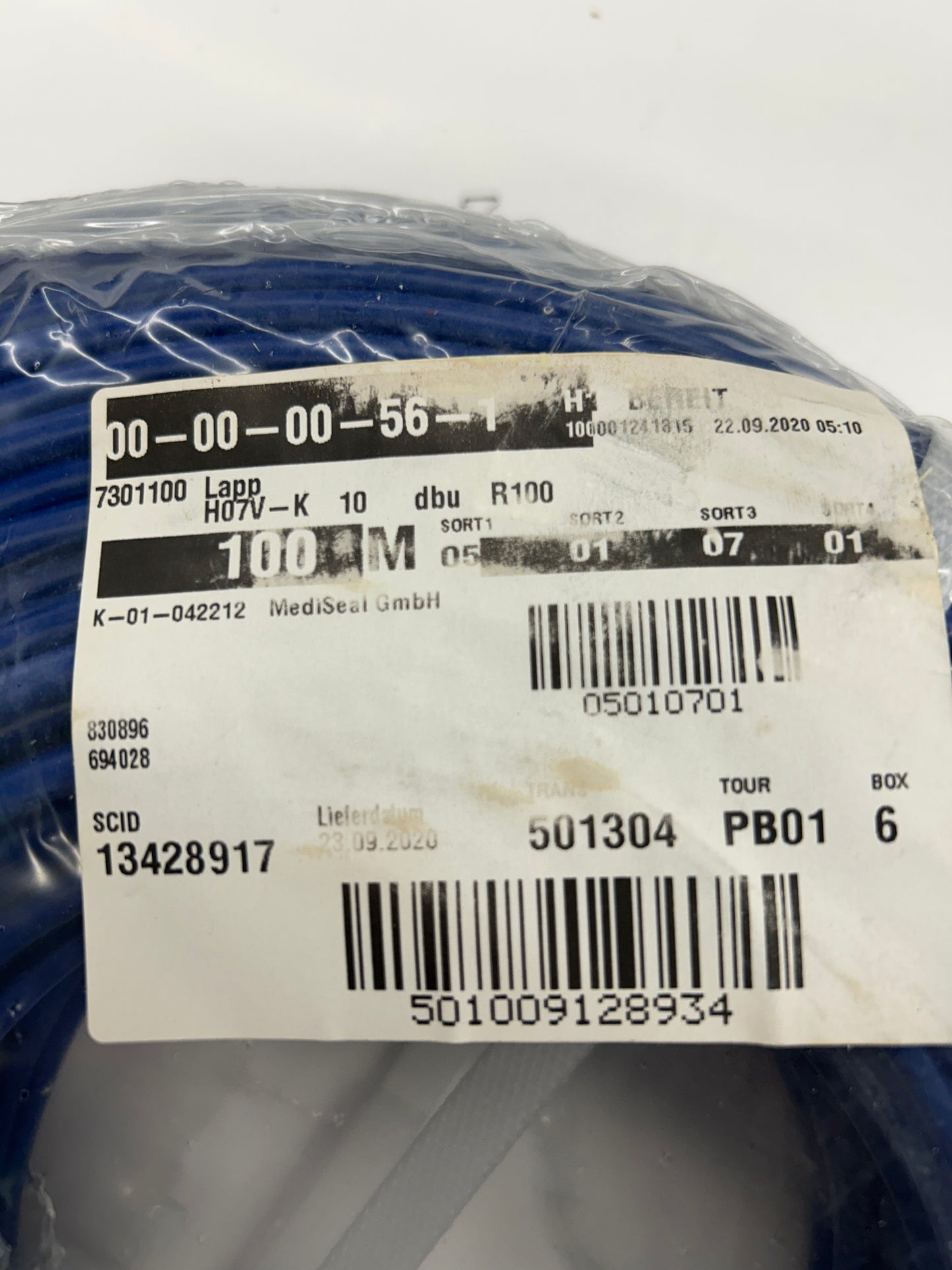 Lapp Single Core Wire 4520145 1x10 mm², 100 M Coil, Dark Blue